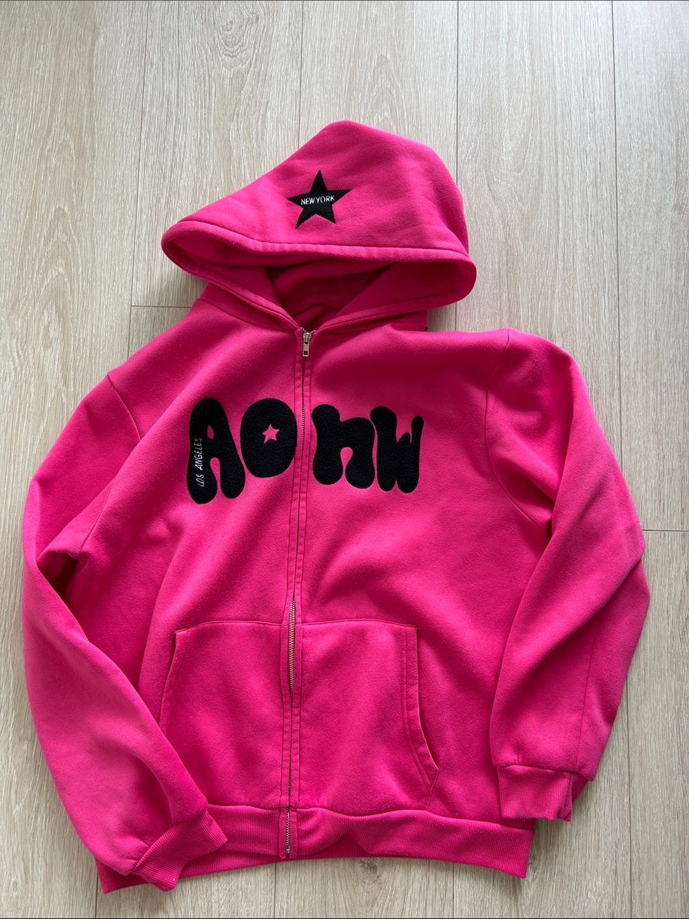 Kids Hot Pink Zip-Up Hoodie with Graphic